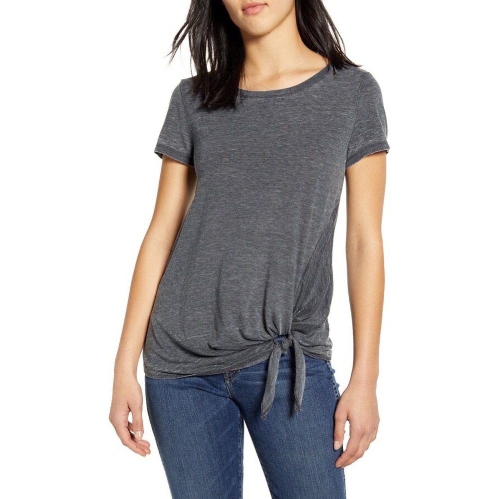 Caslon Burnout Front T-Shirt Casual Everyday Top Short Sleeve Gray Small NWT